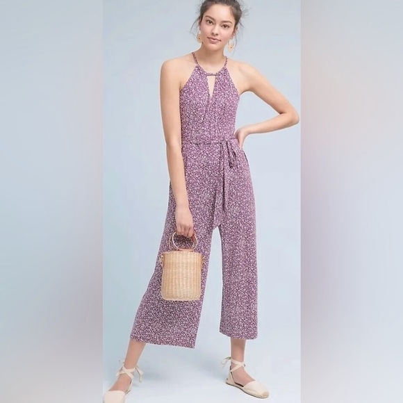 Anthropologie | Maeve Claremont Cropped Halter Jumpsuit - Picture 1 of 10